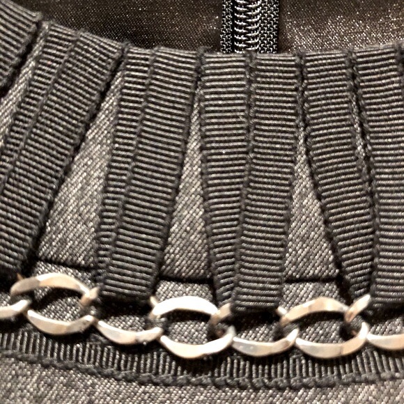 CHARCOAL TAHARI DRESS W/ BEAUTIFUL NECKLACE DETAIL - Picture 6 of 12